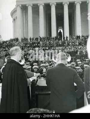 President Franklin Roosevelt preparing to speak at the dedication of the Jefferson Memorial, Washington, DC. April 13, 1943. Photo: Abbie Rowe Stock Photo