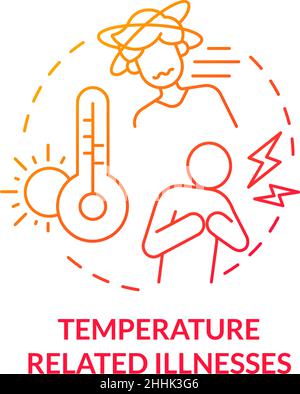 Temperature related illnesses red gradient concept icon Stock Vector