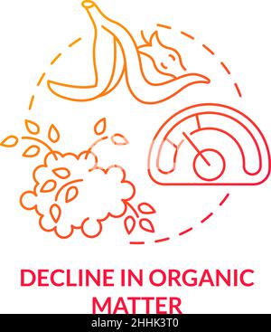 Decline in organic matter red gradient concept icon Stock Vector