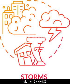 Storms red gradient concept icon Stock Vector