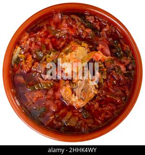 Ukrainian or Russian beetroot soup borscht Stock Photo