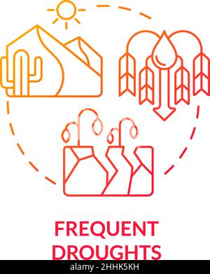 Frequent droughts red gradient concept icon Stock Vector