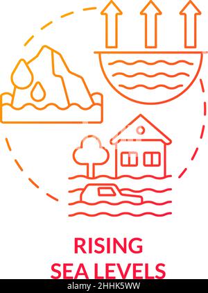 Rising sea levels red concept icon Stock Vector Image & Art - Alamy