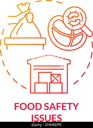 Food safety issues red gradient concept icon Stock Vector