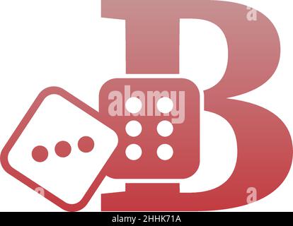 Letter B with dice two icon logo template vector Stock Vector