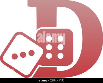 Letter D with dice two icon logo template vector Stock Vector