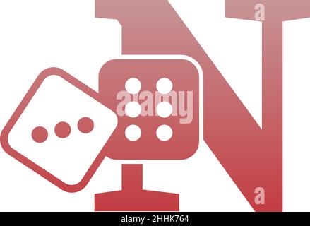 Letter N with dice two icon logo template vector Stock Vector