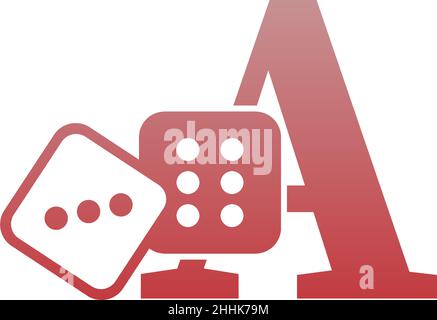 Letter A with dice two icon logo template vector Stock Vector