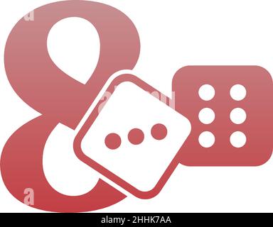 Number 8 with dice two icon logo template vector Stock Vector