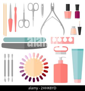 Set of manicure and pedicure tools, vector illustration Stock Vector