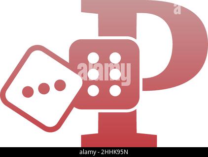 Letter P with dice two icon logo template vector Stock Vector