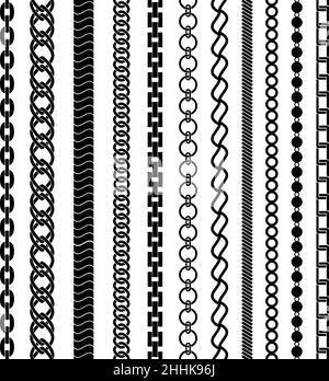 Set of black vertical chains, vector illustration Stock Vector