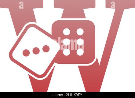 Letter W with dice two icon logo template vector Stock Vector