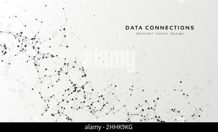 Abstract mesh vector background. Futuristic technology style card. Lines, point, planes in 3d space. Stock Vector