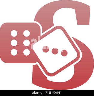 Letter S with dice two icon logo template vector Stock Vector