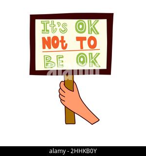 Its ok to not be ok, motivational phrase.  Stock Vector