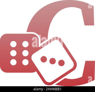 Letter C with dice two icon logo template vector Stock Vector