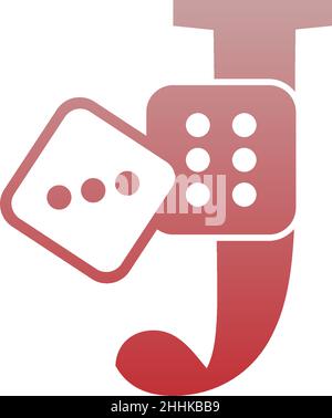 Letter J with dice two icon logo template vector Stock Vector
