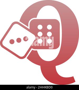 Letter Q with dice two icon logo template vector Stock Vector