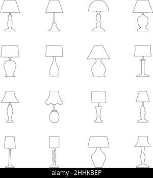 Set of contours of lamps, vector illustration Stock Vector