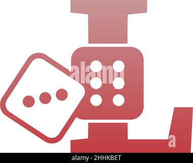 Letter L with dice two icon logo template vector Stock Vector