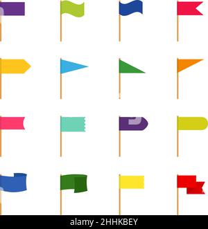 Set of icons of color flags, vector illustration Stock Vector