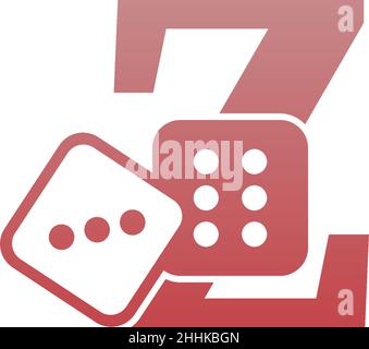 Letter Z with dice two icon logo template vector Stock Vector