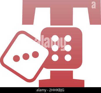 Letter T with dice two icon logo template vector Stock Vector