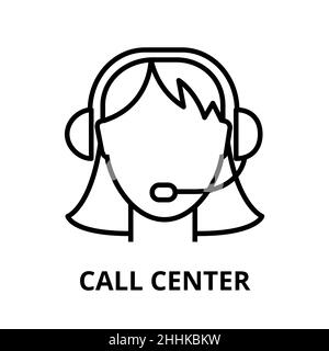 Modern editable line vector illustration, call center icon, for graphic and web design Stock Vector