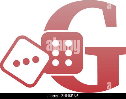 Letter G with dice two icon logo template vector Stock Vector