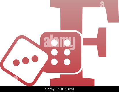 Letter F with dice two icon logo template vector Stock Vector