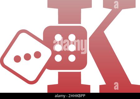 Letter K with dice two icon logo template vector Stock Vector