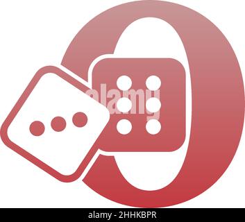 Letter O with dice two icon logo template vector Stock Vector