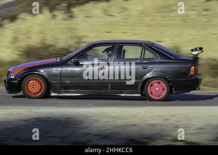 Modified and tuned BMW E34 for drifting on the track Stock Photo