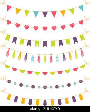 Set of colorful garlands, vector illustration Stock Vector