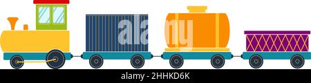 Bright toy train, vector illustration Stock Vector
