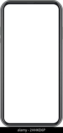 Modern black smart phone on white background. Realistic vector illustration, for graphic and web design Stock Vector