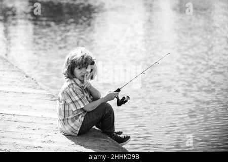 Having fun. Fly fishing. Kids spend time together fishing. Fishing