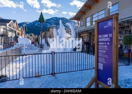 Banff, Alberta, Canada - January 23 2022 : Banff Snowdays winter event. Banff National Park, Canadian Rockies. Stock Photo