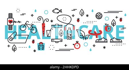 Modern flat editable line design vector illustration, concept of healthy lifestyle - Healthcare, for graphic and web design Stock Vector