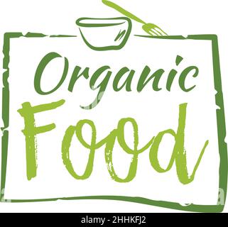 Organic food sticker, vector illustration for graphic and web design Stock Vector