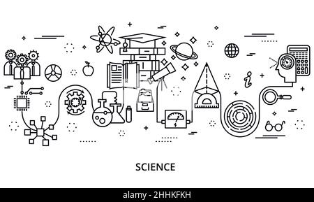 Modern science physics research technology concept vector illustration ...