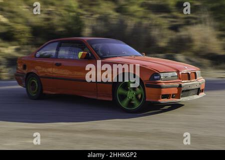 Modified and tuned BMW E34 for drifting on the track Stock Photo