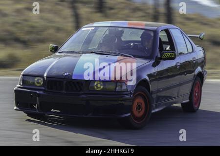 Modified and tuned BMW E34 for drifting on the track Stock Photo