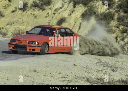 Modified and tuned BMW E34 for drifting on the track Stock Photo