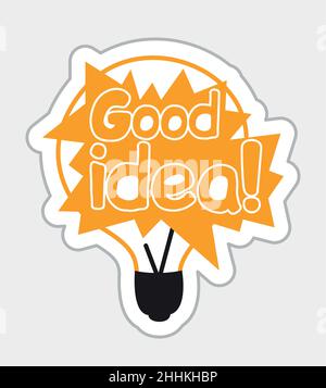 Good Idea sticker in retro style. Vector illustration isolated on white background Stock Vector