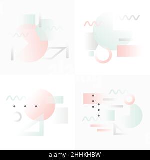Set of gradient different shapes and forms for background, minimalism style, vector illustration Stock Vector