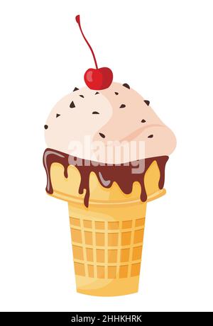 Fruit ice cream on white background, flat vector illustration Stock Vector