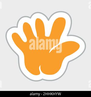 Hand sticker in retro style. Vector illustration isolated on white background Stock Vector