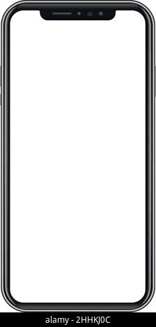 Modern black smart phone on white background. Realistic vector illustration, for graphic and web design Stock Vector